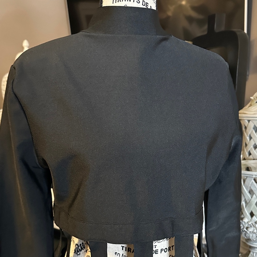 Fashion Nova Black Asymmetrical Lattice-Back Dress - Picture 3 of 4